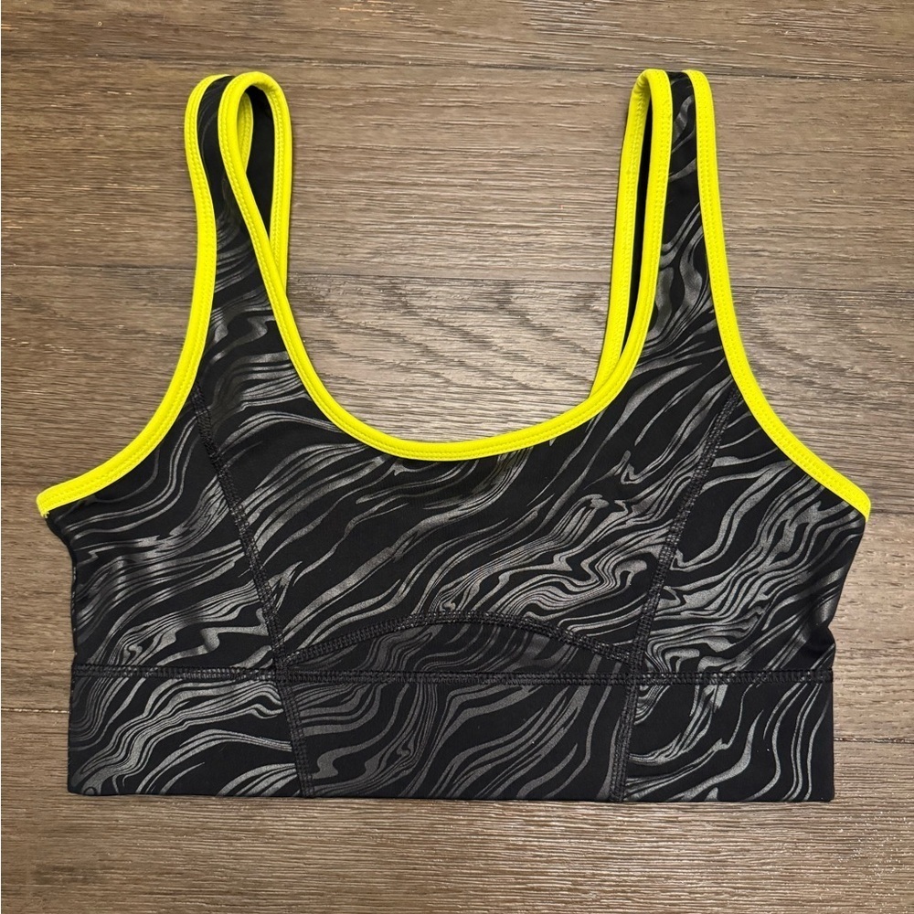 Fabletics neon yellow and black size medium sports bra